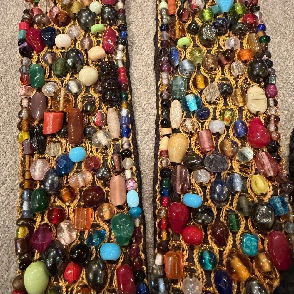 Vintage Beaded Statement Belt – Multicolor Glass Beads – Boho Artisan Style